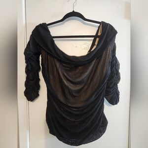 SHEIN Black Ruched Blouse